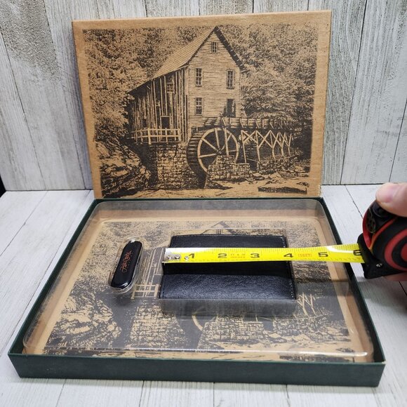 Ash Creek Trading Pocket Wallet and Knife Men's Gift Set Leather Black - Picture 3 of 6